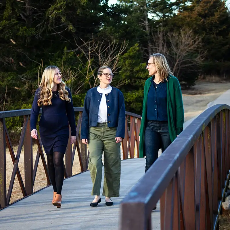 Parkside Pediatrics care team walking together in park